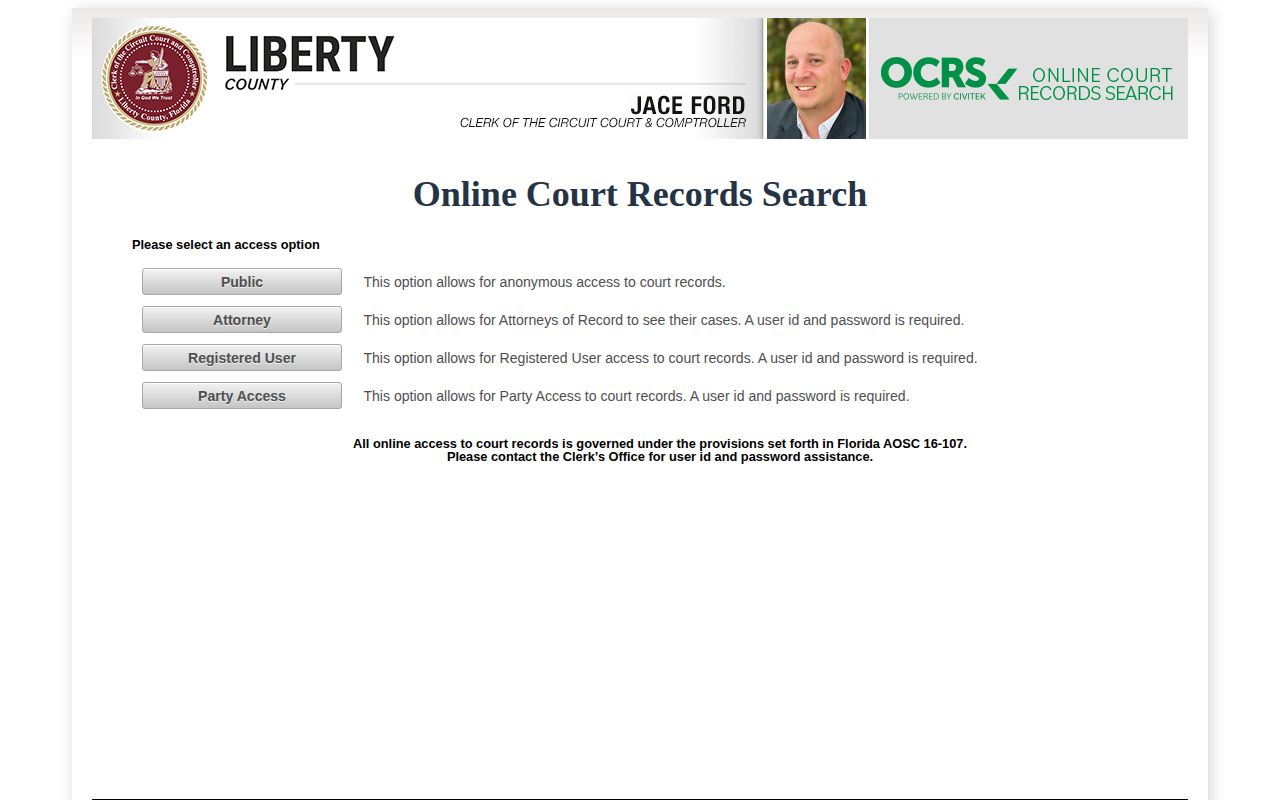 Liberty County arrest court record search interface