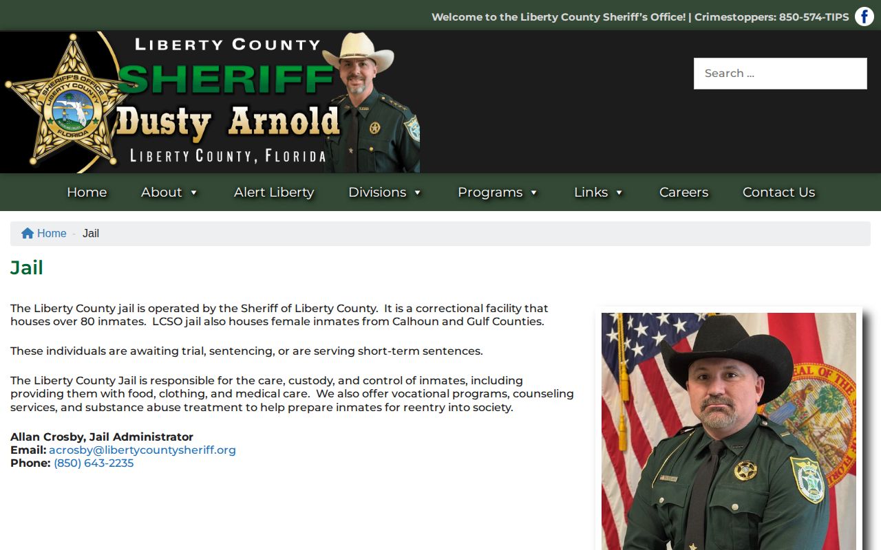 Liberty County Jail roster and booking information page