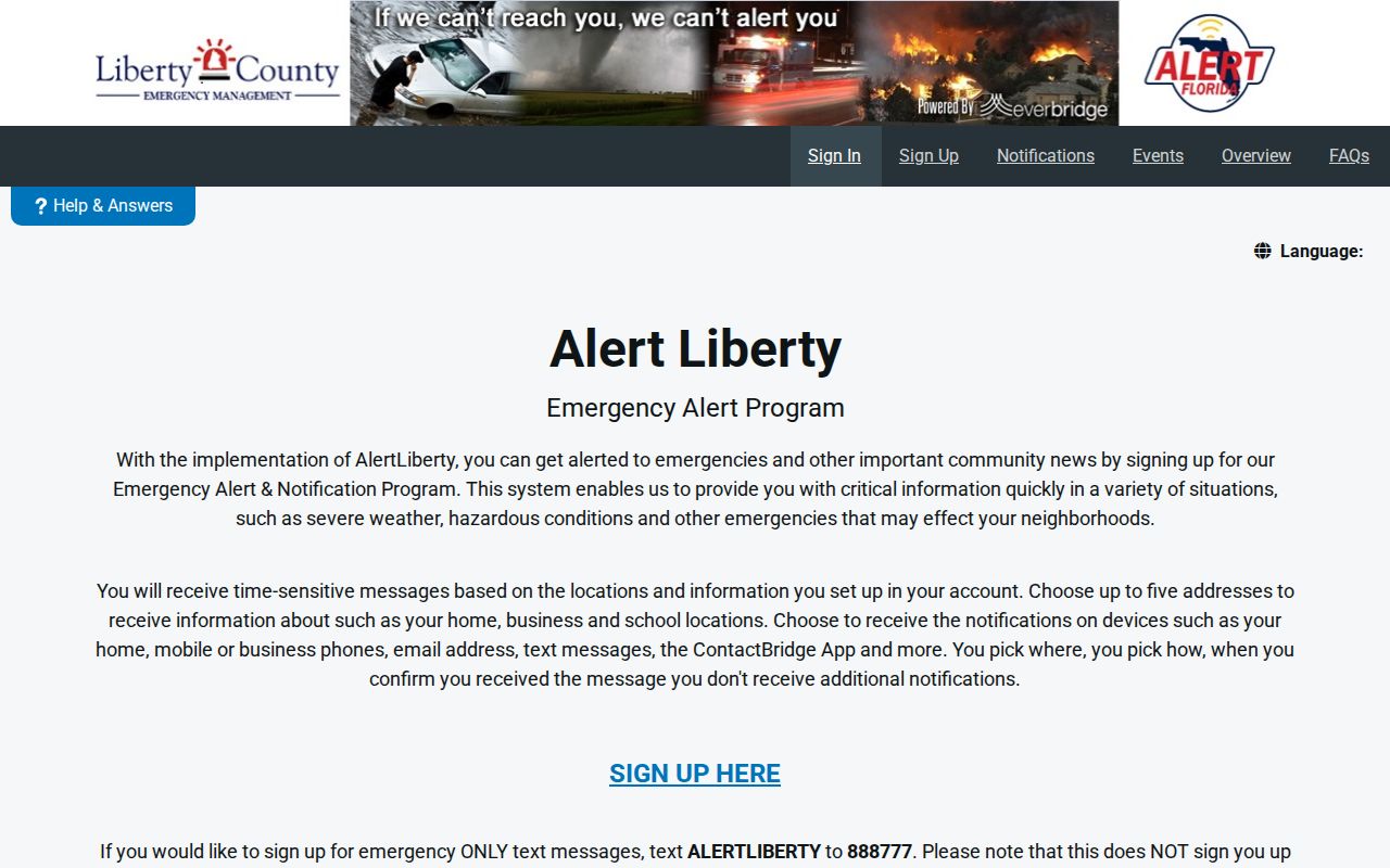 Liberty County Alert Liberty public safety notification interface
