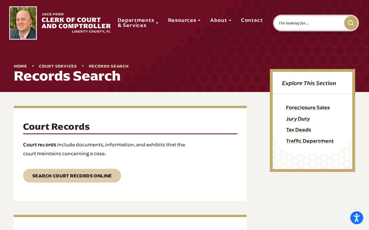 Liberty County warrant-related court record search page